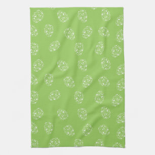 Elegant green background with ornamental eggs kitchen towel