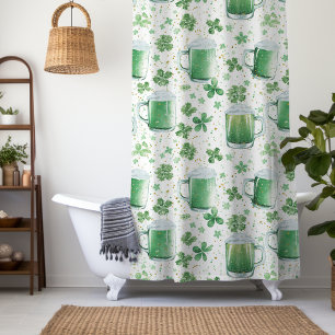 Elegant Green Beer Mugs and Shamrocks White