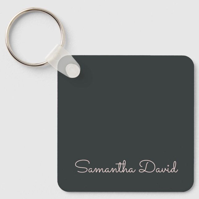Elegant Green Beige personalized Keychain (Front)