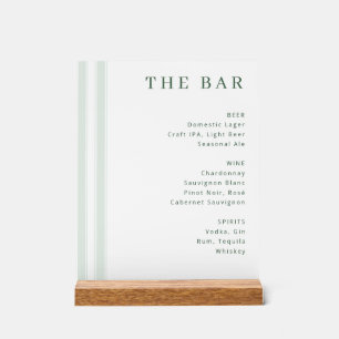 ** Elegant Green Beverage Guide Acrylic Sign