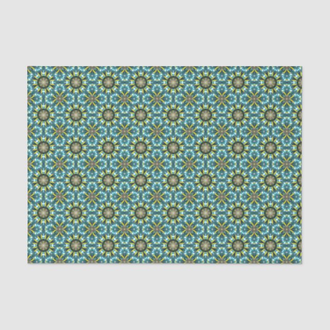 Elegant Green Blue Modern Geometric Pattern  Tissue Paper (Front)