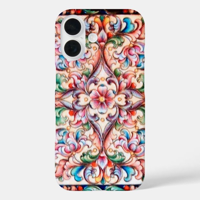 ELEGANT GREEN BLUE PINK RED FLORAL FANTASY Case-Mate iPhone CASE (Back)