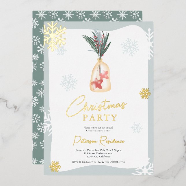 Elegant green blue red boho branches Christmas (Front/Back)