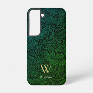 Elegant Green Boho Botanical Pattern Monogram Samsung Galaxy Case
