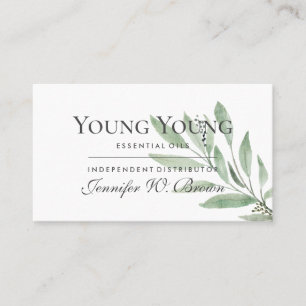 Elegant Green Boho Floral Nature Essential Oils Business Card