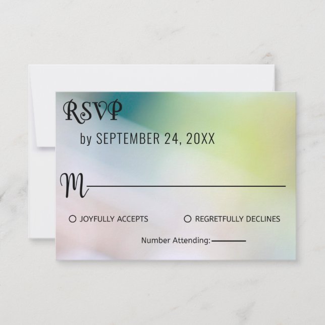 Elegant Green Bokeh Lights Blur Abstract Wedding RSVP Card (Front)