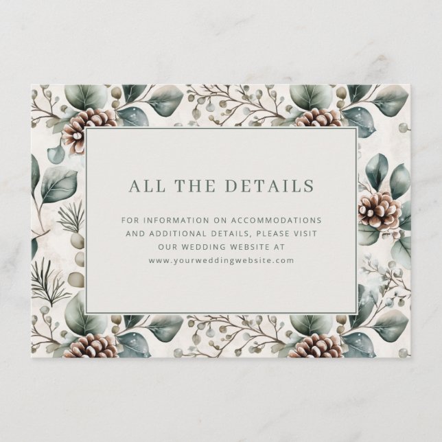 Elegant Green Botanical Enclosure Card (Front)