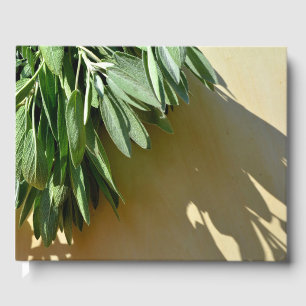Elegant green botanical leaves Fresh-cut herbs Guest Book