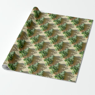 Elegant green botanical leaves Fresh-cut herbs Wrapping Paper
