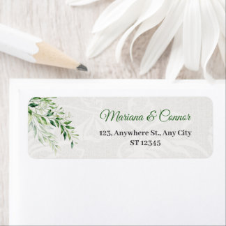 Elegant Green Botanical Mariage Adresse de retour