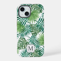 Elegant Green Botanical Pal Leaves Monogram