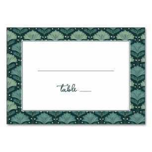 Elegant Green Botanical Pattern Table Number