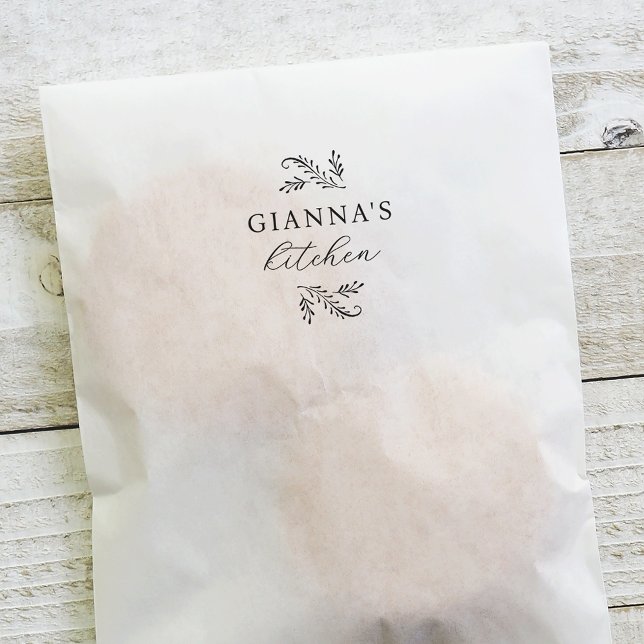 Elegant Green Botanical Personalized Kitchen Self-inking Stamp (Creator Uploaded)