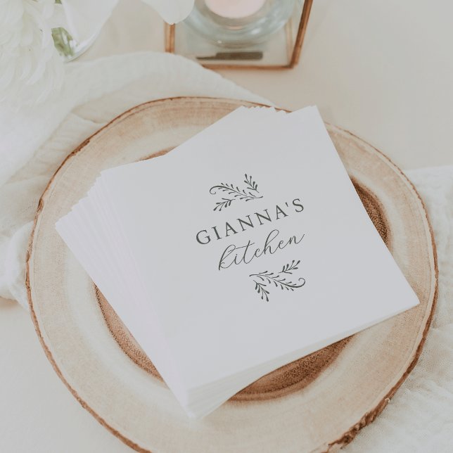 Elegant Green Botanical Personalized Napkin (Creator Uploaded)
