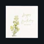 Elegant Green Botanical Watercolor 30th Birthday Napkin<br><div class="desc">An elegant 30th birthday party paper napkins featuring a green botanical watercolor on a white background.</div>