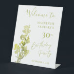 Elegant Green Botanical Watercolor 30th Birthday Pedestal Sign<br><div class="desc">An elegant 30th birthday party pedestal sign featuring a green botanical watercolor on a white background.</div>