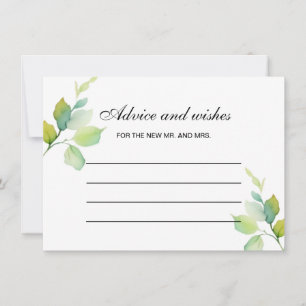 Elegant green botanical watercolor advice  card