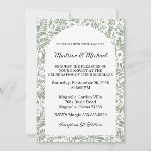 Elegant Green Botanical Wedding Invitation