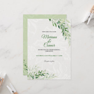 Elegant Green Botanical Wedding Invitation