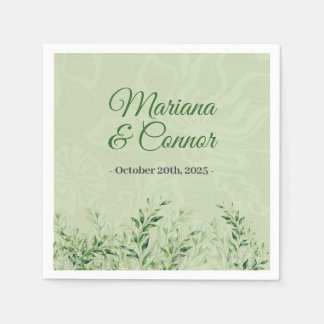 Elegant Green Botanical Wedding  Napkin