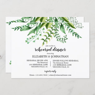 Elegant Green Botanical Wedding Rehearsal Dinner Invitation