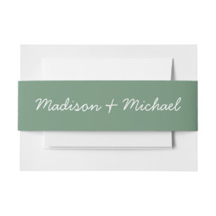 Elegant Green Botanical Wreath Wedding Invitation Belly Band