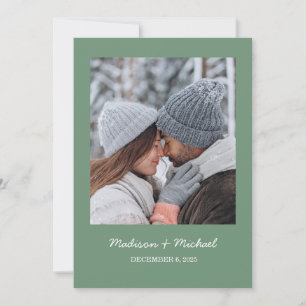 Elegant Green Botanical Wreath Wedding Save The Date