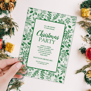 Elegant Green Botanicals Christmas Party Acrylic Invitations