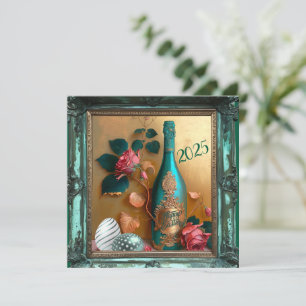 Elegant Green Bottle Easter florals Holiday Card