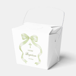 Elegant Green Bow Baptism Take Out Favor Box