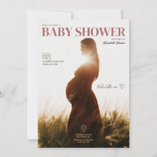 Elegant Green & Brown Minimalist, With Photo Invitation