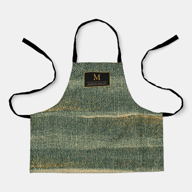 Elegant Green Brush with gold and black  Apron (Front)