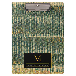 Elegant Green Brush with gold and black Clipboard