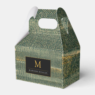 Elegant Green Brush with gold and black Favor Box