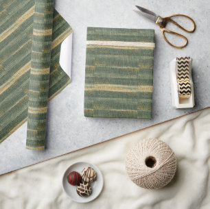 Elegant Green Brush with gold and black   Wrapping Paper