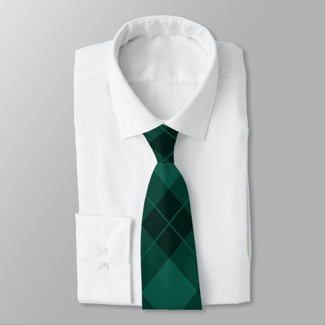 Elegant Green Buffalo Plaid Pattern Tie (Tied)