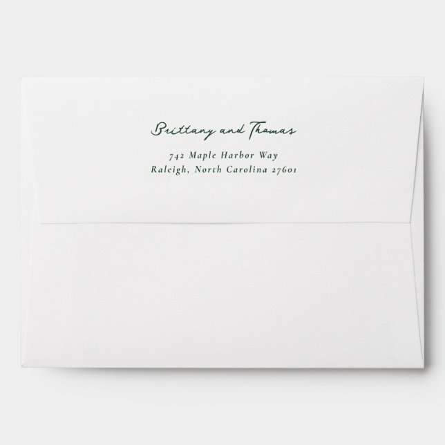 Elegant Green Calligraphy Envelope (Back (Top Flap))