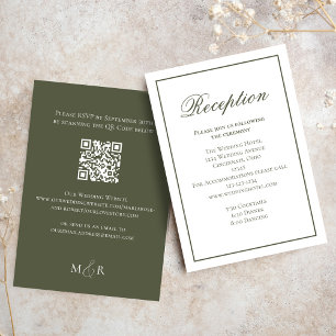 Elegant Green Calligraphy Reception RSVP Enclosure Card