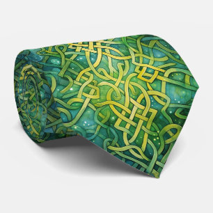 Elegant Green Celtic Knot Tie