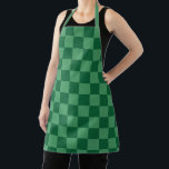 Elegant Green Checkerboard Design Apron<br><div class="desc">A green and dark green checkerboard pattern fills the image,  creating a sense of symmetry and balance. The design is simple and has a calming effect.</div>