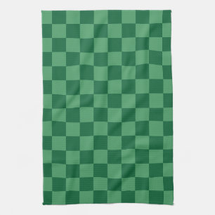 Elegant Green Chequerboard Design Kitchen Towel