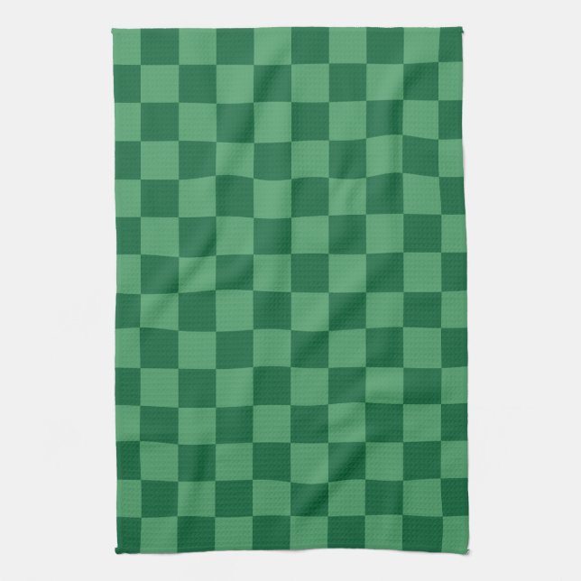 Elegant Green Chequerboard Design Kitchen Towel (Vertical)