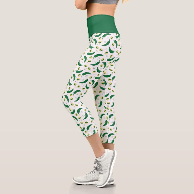 Elegant Green Chile Pattern Capri Leggings (Left)