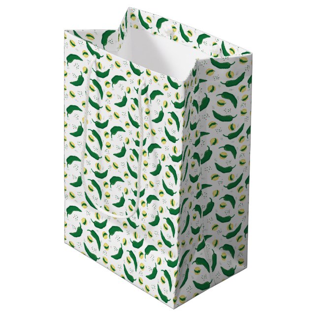 Elegant Green Chile Pattern Medium Gift Bag (Front Angled)