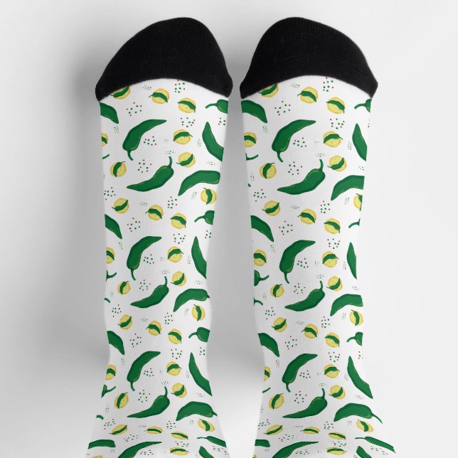 Elegant Green Chile Pattern Socks (Top)