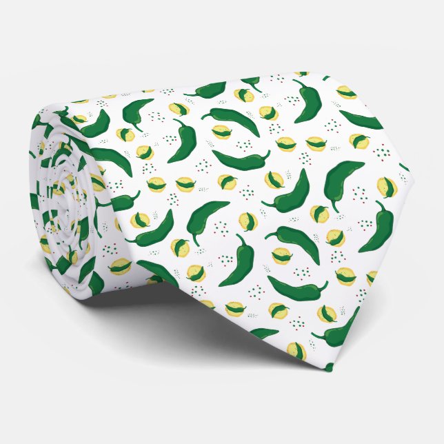 Elegant Green Chile Pattern Tie (Rolled)