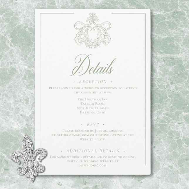 Elegant Green Chinoiserie Bird Crest Wedding Enclosure Card (Elegant Green Chinoiserie Bird Crest Wedding Enclosure Card)