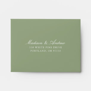 Elegant Green Chinoiserie Floral Wedding RSVP Envelope