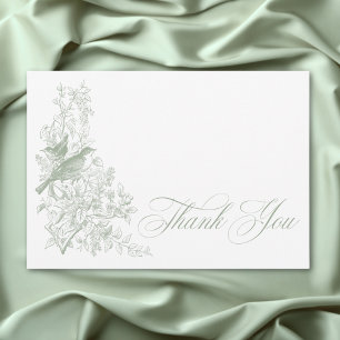 Elegant Green Chinoiserie Nature Birds Baby Shower Thank You Card