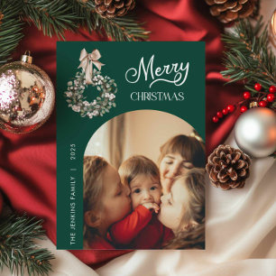 Elegant Green Christmas Arch Photo Card